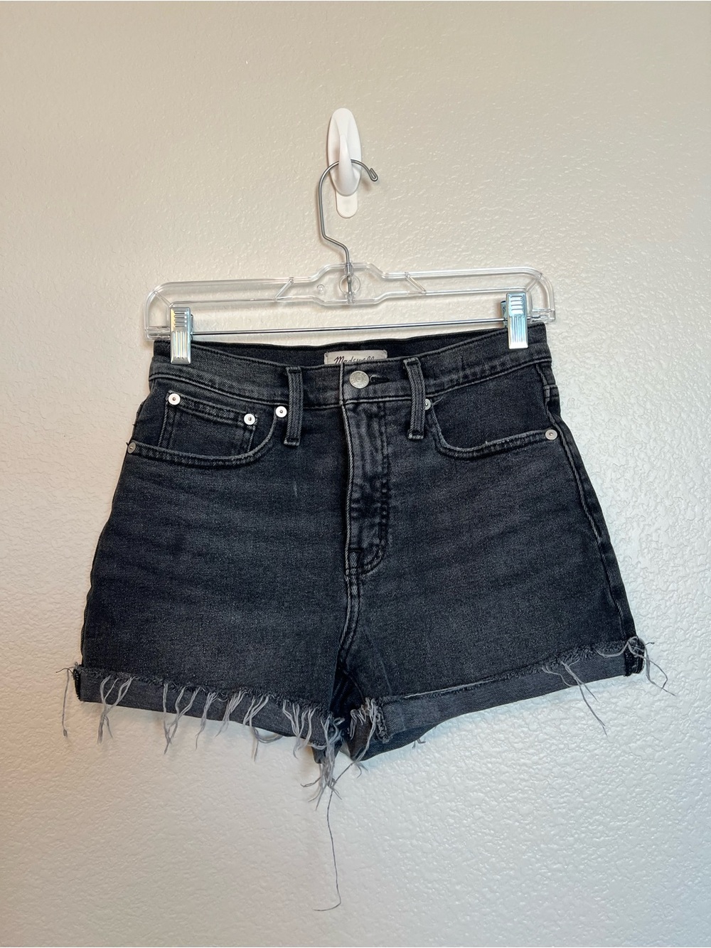 Madewell High Rise Denim Shorts Black Wash Womens Size 25 NWOT